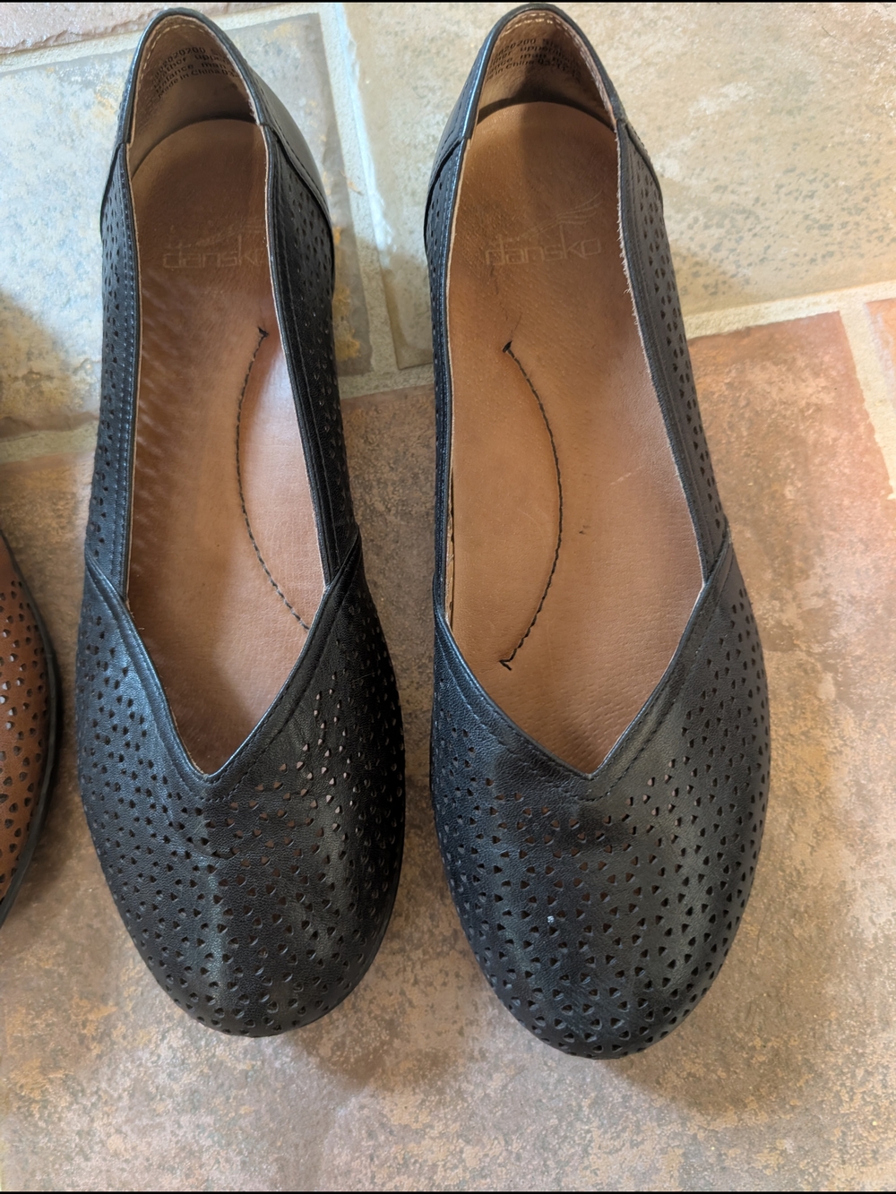 Dansko Black Leather Women's Slip-On Flats